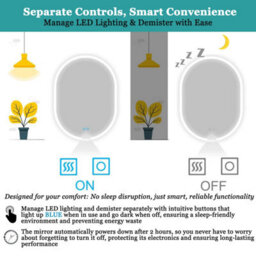 Maerts-E Illuminated Led Bathroom Oval Mirrors With Demister 600X1000mm Touch Sensor - thumbnail 5
