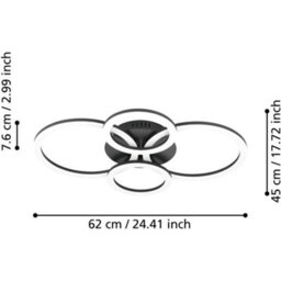 Loops Stylish Modern Black Pendant Light - 45Cm Indoor Ceiling Fixture For Home Decor - thumbnail 4