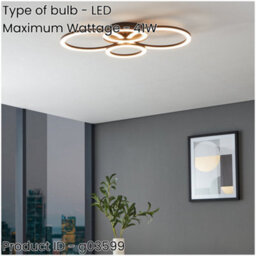 Loops Stylish Modern Black Pendant Light - 45Cm Indoor Ceiling Fixture For Home Decor - thumbnail 2
