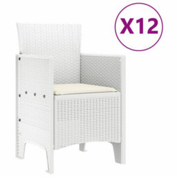 Berkfield Modern Garden Dining Set 13 Pcs White Poly Rattan And Cotton - thumbnail 5