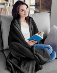 Ameha Fleece Plain Blanket, Lightweight & Reversible Throw For Travel, Bed & Sofa Blanket, Black Single 130X150Cm - thumbnail 5
