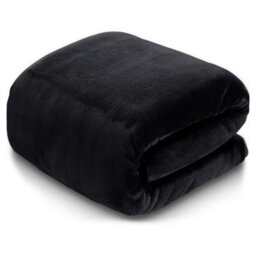 Ameha Fleece Plain Blanket, Lightweight & Reversible Throw For Travel, Bed & Sofa Blanket, Black Single 130X150Cm - thumbnail 7