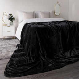 Ameha Fleece Plain Blanket, Lightweight & Reversible Throw For Travel, Bed & Sofa Blanket, Black Single 130X150Cm - thumbnail 3
