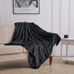 Ameha Fleece Plain Blanket, Lightweight & Reversible Throw For Travel, Bed & Sofa Blanket, Black Single 130X150Cm - thumbnail 8