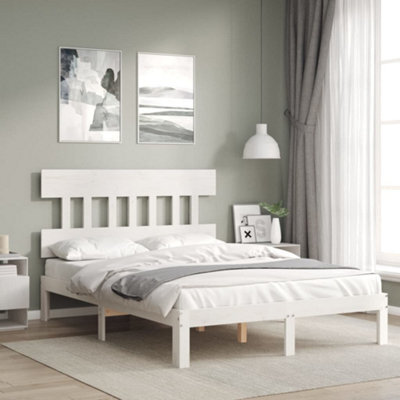 Berkfield Bed Frame Without Mattress White Small Double Solid Wood Pine - image 1