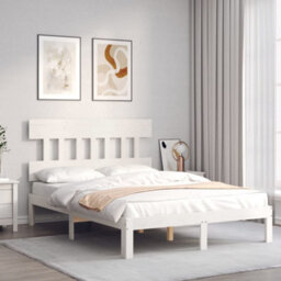 Berkfield Bed Frame Without Mattress White Small Double Solid Wood Pine - thumbnail 3