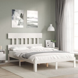 Berkfield Bed Frame Without Mattress White Small Double Solid Wood Pine - thumbnail 1