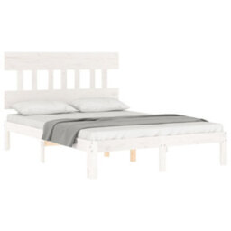 Berkfield Bed Frame Without Mattress White Small Double Solid Wood Pine - thumbnail 4