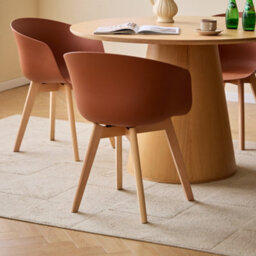 Nordlys Set Of 4 Wood And Terracotta Polypropylene Dining Chairs Modern Design Style Dining Room - thumbnail 5