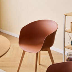 Nordlys Set Of 4 Wood And Terracotta Polypropylene Dining Chairs Modern Design Style Dining Room - thumbnail 8