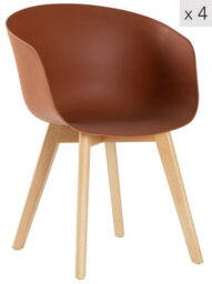 Nordlys Set Of 4 Wood And Terracotta Polypropylene Dining Chairs Modern Design Style Dining Room - thumbnail 2