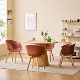 Nordlys Set Of 4 Wood And Terracotta Polypropylene Dining Chairs Modern Design Style Dining Room - thumbnail 4