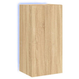 Berkfield Tv Wall Cabinet With Led Lights Sonoma Oak 40.5X35X80 Cm - thumbnail 2