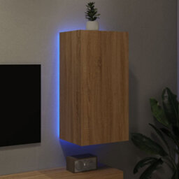Berkfield Tv Wall Cabinet With Led Lights Sonoma Oak 40.5X35X80 Cm - thumbnail 3