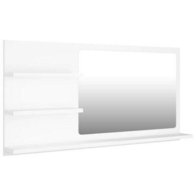Berkfield Durable Bathroom Mirror White 90X10.5X45 Cm Engineered Wood - image 1