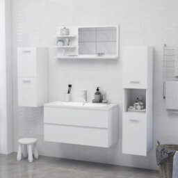 Berkfield Durable Bathroom Mirror White 90X10.5X45 Cm Engineered Wood - thumbnail 4