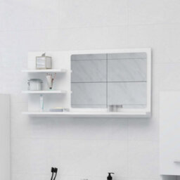 Berkfield Durable Bathroom Mirror White 90X10.5X45 Cm Engineered Wood - thumbnail 2