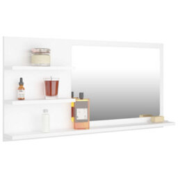 Berkfield Durable Bathroom Mirror White 90X10.5X45 Cm Engineered Wood - thumbnail 3