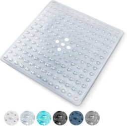 Keplin Non-Slip Rubber 54X54Cm Shower Mat, 200 Suction Cups, Bpa, Latex Free, Machine Washable, Clear - thumbnail 1