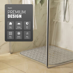 Keplin Non-Slip Rubber 54X54Cm Shower Mat, 200 Suction Cups, Bpa, Latex Free, Machine Washable, Clear - thumbnail 3