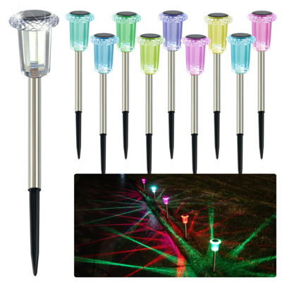 Hixyer Christmas Solar Lights Color Changing 10 Pack, Upgraded Pathway Outdoor Waterproof Up To 12 Hours Rgb Led Landscape