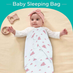 Ameha Pink 100% Cotton Baby Swaddle Wraps 0-3 Months Swaddle Wrap Cloud & Star Pattern For New Born Baby Pack Of 2 - thumbnail 4