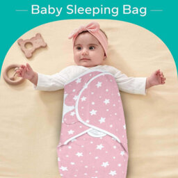 Ameha Pink 100% Cotton Baby Swaddle Wraps 0-3 Months Swaddle Wrap Cloud & Star Pattern For New Born Baby Pack Of 2 - thumbnail 5