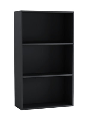 Urbn-Living Urbnliving 60Cm Width Black Colour Wide 3 Shelf Tier Wooden Bookcase Cabinet Storage Shelving Display Shelves Unit - image 1