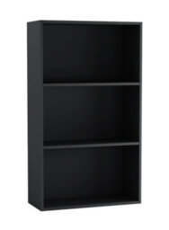 Urbn-Living Urbnliving 60Cm Width Black Colour Wide 3 Shelf Tier Wooden Bookcase Cabinet Storage Shelving Display Shelves Unit