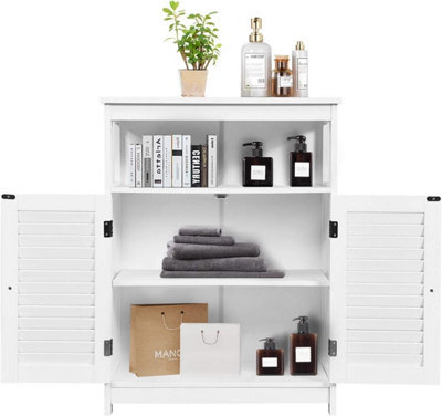 Gainoom Bathroom White Storage Cabinet Freestanding Side Organizer Cabinet W/ Adjustable Shelf - image 1