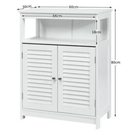 Gainoom Bathroom White Storage Cabinet Freestanding Side Organizer Cabinet W/ Adjustable Shelf - thumbnail 2