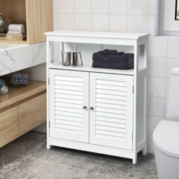 Gainoom Bathroom White Storage Cabinet Freestanding Side Organizer Cabinet W/ Adjustable Shelf - thumbnail 3