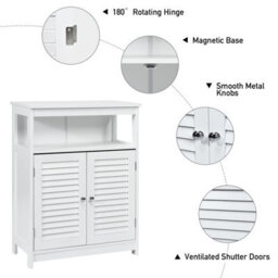 Gainoom Bathroom White Storage Cabinet Freestanding Side Organizer Cabinet W/ Adjustable Shelf - thumbnail 7