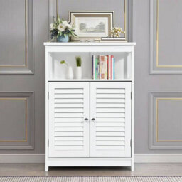 Gainoom Bathroom White Storage Cabinet Freestanding Side Organizer Cabinet W/ Adjustable Shelf - thumbnail 5