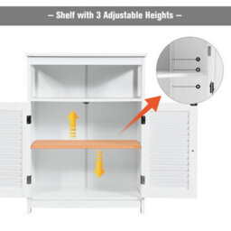 Gainoom Bathroom White Storage Cabinet Freestanding Side Organizer Cabinet W/ Adjustable Shelf - thumbnail 9
