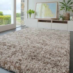 Loomed Super Soft Mottled Tonal Brown & Beige Shaggy Area Rug 80X150Cm