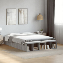 Berkfield Bed Frame Without Mattress Grey Sonoma 135X190 Cm Double - thumbnail 1