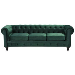 Beliani Living Room Set 4 Seater Chesterfield Velvet Emerald Green - thumbnail 4