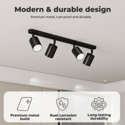 Emitto 4-Way Spotlight Ceiling Light Fully Adjustable Steel Modern Black Gu10 - thumbnail 5