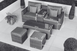 Giardino Havana 2 Seat Modular Sofa Rattan Garden Balcony Furniture Set Outdoor Drinks Cooler Table, Coffee Table & Stools - Grey - thumbnail 6