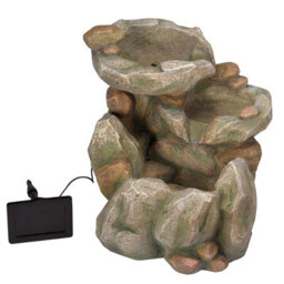 Solar Powered Rock Fall Fountain - Stone Effect Outdoor Garden Cascading Water Feature Decoration - H51 X W46 X D40Cm - thumbnail 2