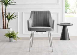 Furniturebox Uk Palma White High Gloss Round Dining Table & 6 Grey Calla Silver Leg Chairs - thumbnail 9