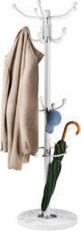 Casaria 175Cm Metal Coat Rack Stand With Marble Base 14 Hooks, White - thumbnail 1