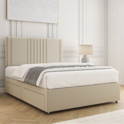 Bsspoke Monaco Divan Bed Set Cream Plush Velvet With 24Inch Headboard & 4 Drawers Mattress In 4Ft6 4Ft 5Ft 6Ft - thumbnail 3
