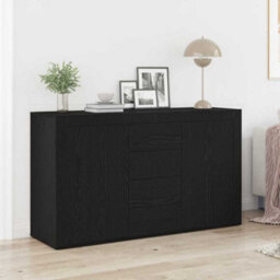 Berkfield Sideboard Black Oak Engineered Wood 120 X 36 X 69 Cm Storage