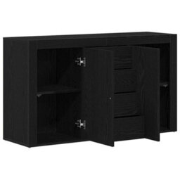 Berkfield Sideboard Black Oak Engineered Wood 120 X 36 X 69 Cm Storage - thumbnail 5