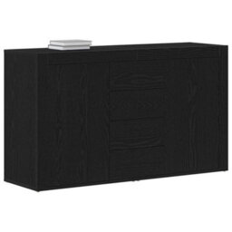 Berkfield Sideboard Black Oak Engineered Wood 120 X 36 X 69 Cm Storage - thumbnail 3