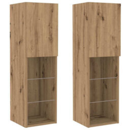 Berkfield Modern Tv Wall Cabinets With Led Lights 2 Pcs Artisan Oak 80X30X30 Cm - thumbnail 7