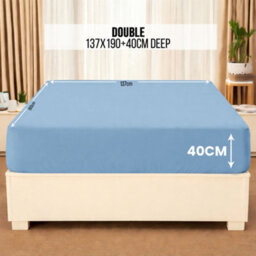 Aspire Homeware Light Blue Fitted Sheet 40 Cm Extra Deep Pocket Hypoallergenic Bed Sheet Microfiber (L)190Cm X (W)137Cm, Double - thumbnail 7