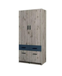 Arte Snow 03 Hinged Wardrobe 92Cm - Oak Wellington & Graphite With Drawers - thumbnail 1